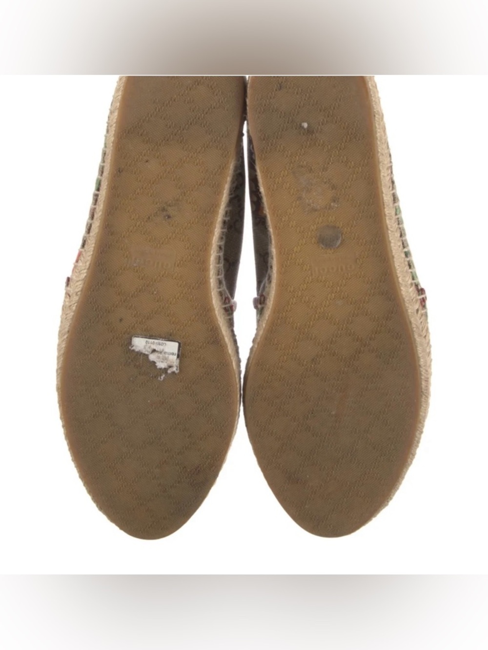Gucci Brown GG Canvas Floral & Butterfly Espadrille with Burgundy Trim - Picture 4 of 5